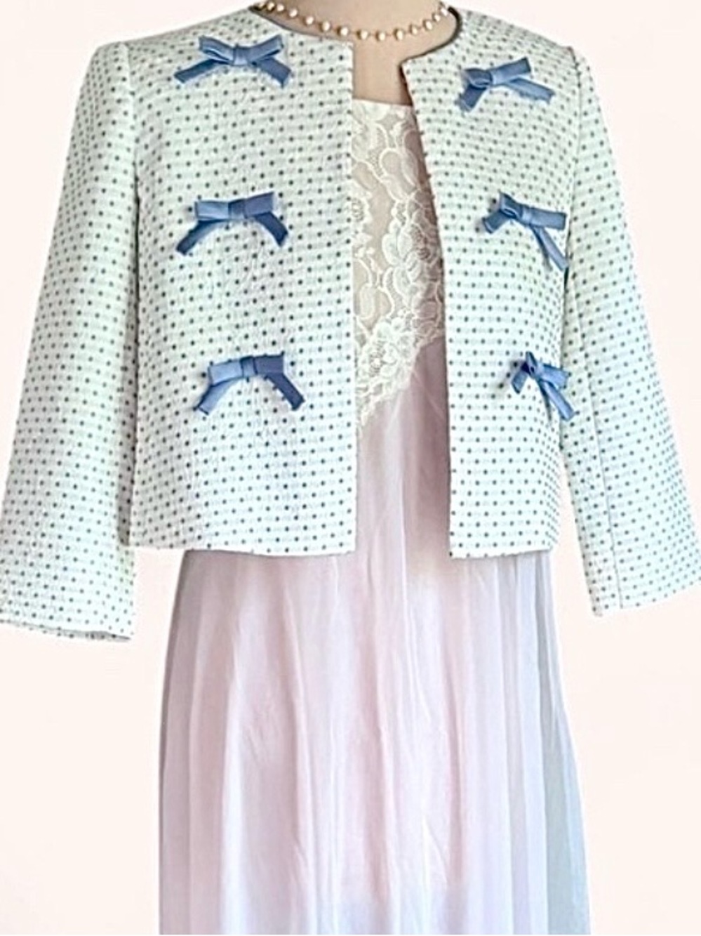 Cropped Bow Blazer Small 0 Classic Ivory Swing Jacket Gal Meets Glam NWOT